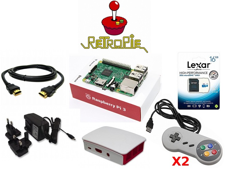 Console Retrogame Raspberry Pi 3 Retropie Kit 16GB