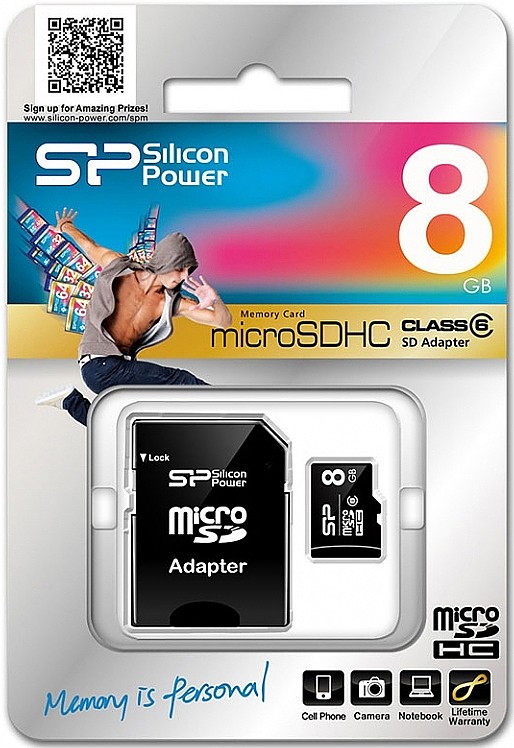 Silicon power Micro SDHC 8GB Classe 4 + Adattatore